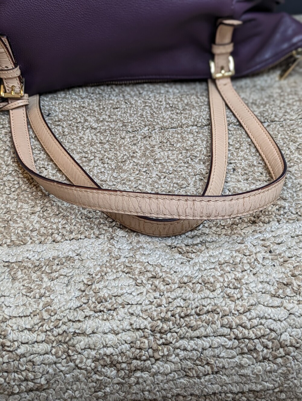 Michael Kors Jet Set Tote Shoulder Bag Purple Pebbled Leather - Picture 8 of 9